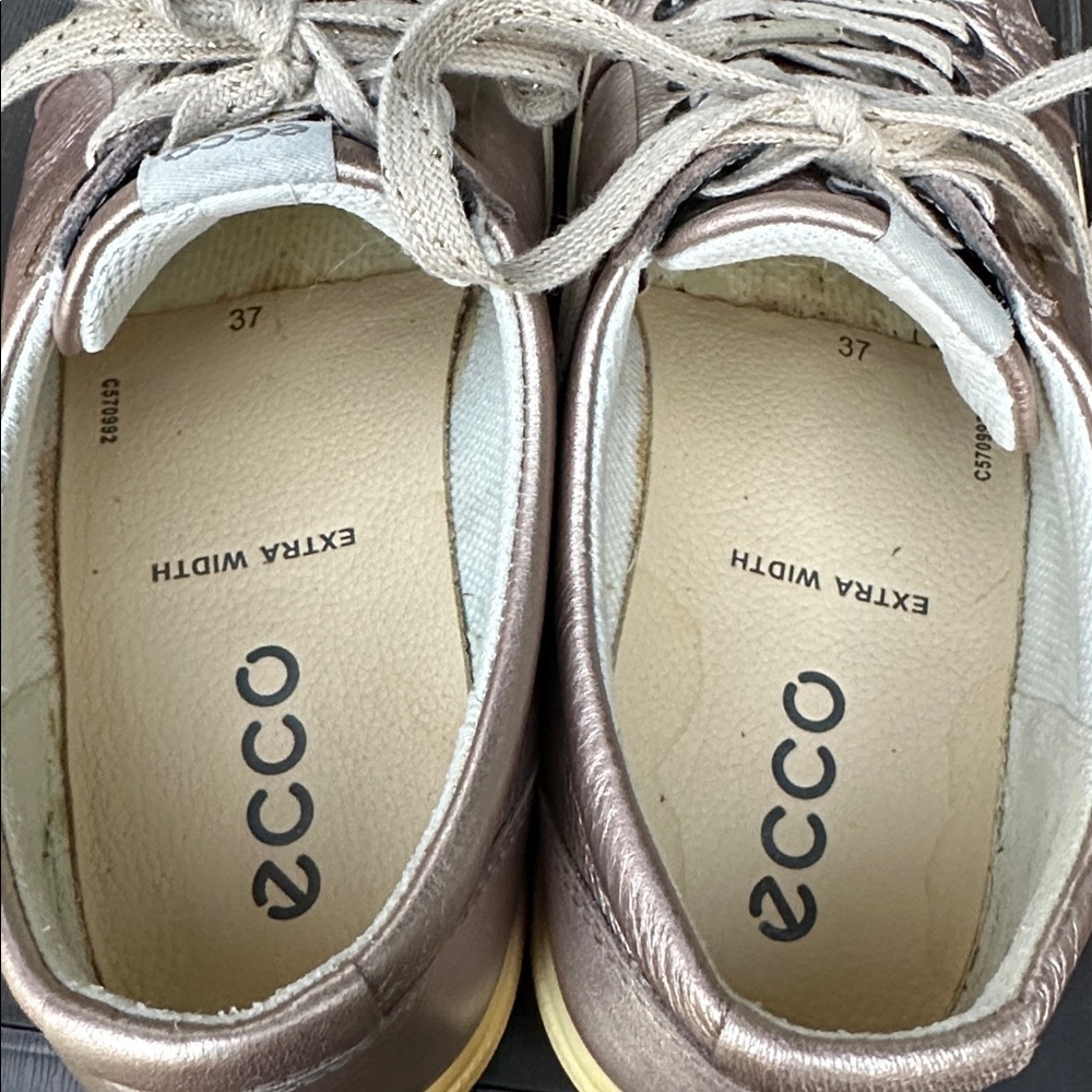 Ecco Shoes Hydromax Casual Sneakers Leather Lace Up in pewter bronze shade - Picture 5 of 11